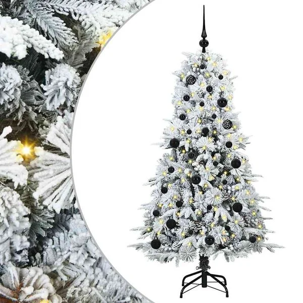 vidaXL Künstlicher klappbarer Weihnachtsbaum Weiß 150 cm PE und PVC
