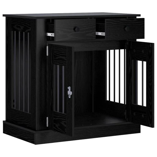 vidaXL Hundekäfigmöbel Schwarz Eichen-Optik 80 x 47, 5 x 80 cm