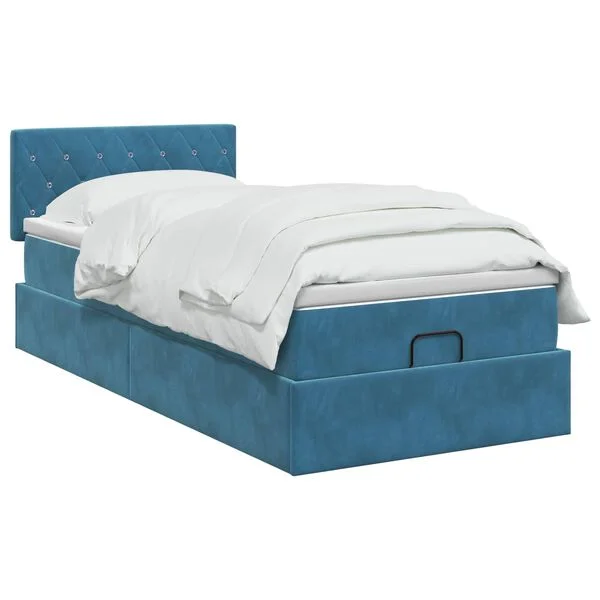 vidaXL Ottoman Bett mit Matratze Dunkelblau 100 x 200 cm Samt