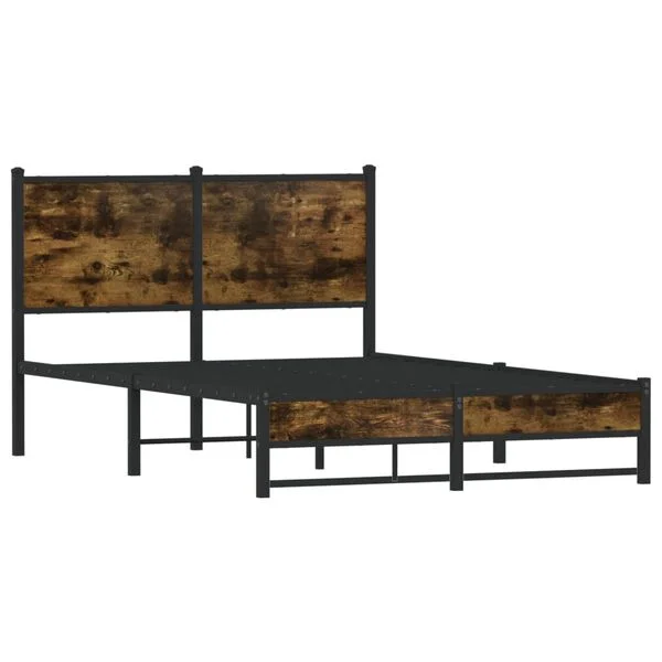 vidaXL Metallbett ohne Matratze Räuchereiche 120x200 cm