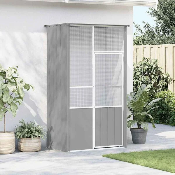vidaXL Voliere Grau 115x78x200 cm Verzinkter Stahl