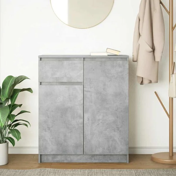 vidaXL Sideboard mit Schublade Betongrau 71x35x84 cm Holzwerkstoff