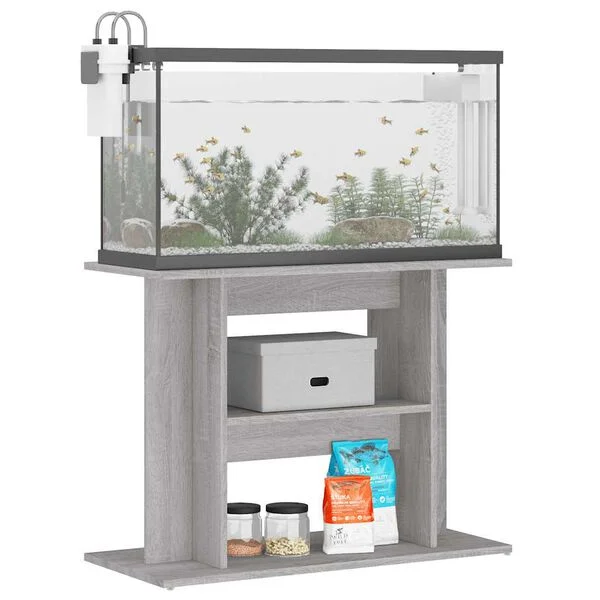vidaXL Aquariumständer Grau Sonoma 80 x 35 x 60 cm Holzwerkstoff