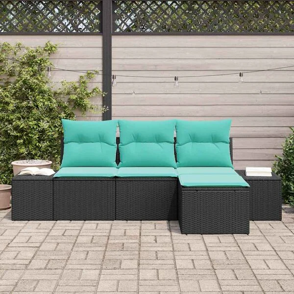 vidaXL Sofa Set 4 stk. Schwarz [Synthetisch]: Poly Rattan