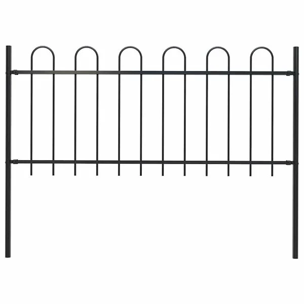 vidaXL Gartenzaun BOXTEL mit Bügelaufsatz Stahl 170 x 80 cm Schwarz
