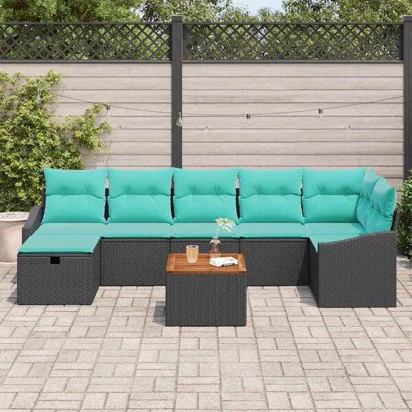 vidaXL Gartensofa-set 8 stk. Schwarz Poly-Rattan