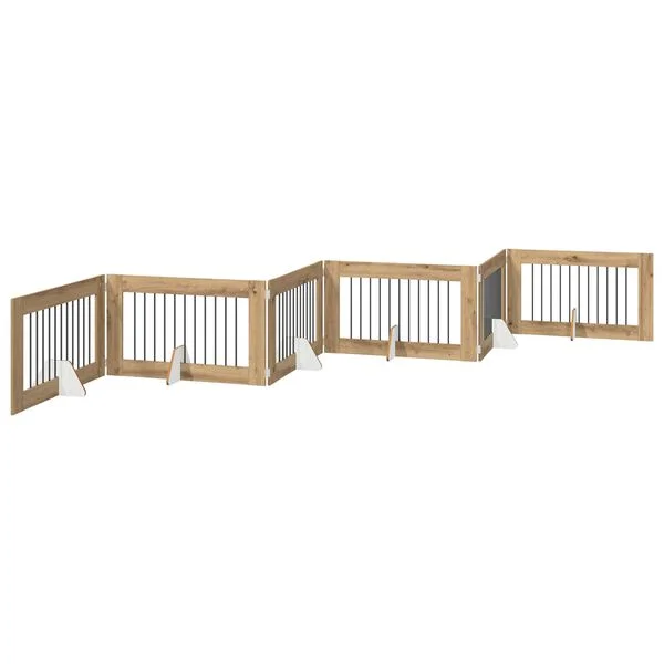 vidaXL Klappbares Hundetor mit Ständern 6 stk. Artisan-Eiche 602 cm