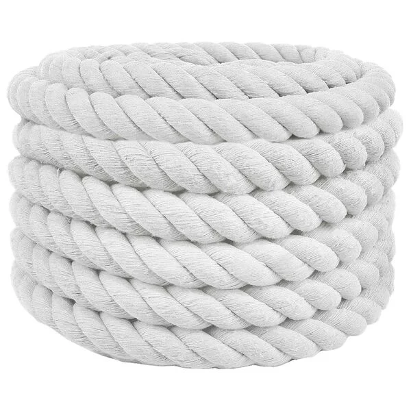 vidaXL Baumwollseil 40 mm 25 m Weiß 100% Baumwolle