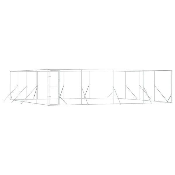 vidaXL Outdoor-Hundezwinger Silbern 8x8x2 m Verzinkter Stahl