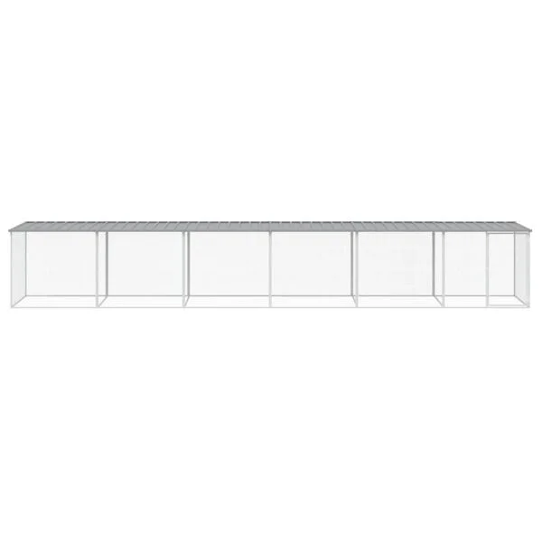 vidaXL Hühnerkäfig mit Dach Hellgrau 603x98x90 cm Verzinkter Stahl
