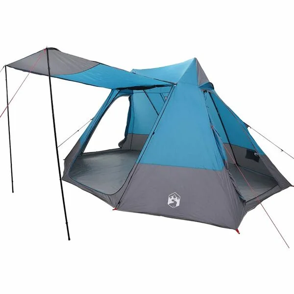 vidaXL Campingzelt 10 Personen Blau Taft Wasserdicht