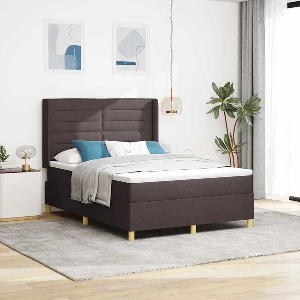 vidaXL Boxspringbett mit Matratze Dunkelbraun 160 x 200 cm Stoff