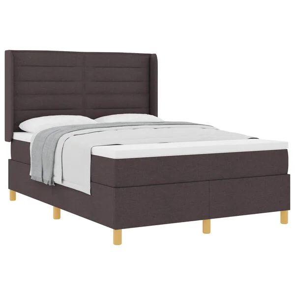 vidaXL Boxspringbett mit Matratze Dunkelbraun 160 x 200 cm Stoff