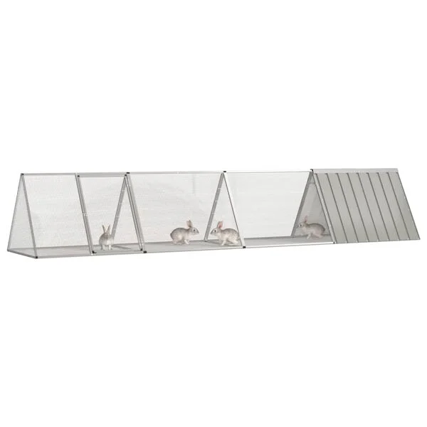 vidaXL Kaninchenkäfig Grau 403, 5x80, 5x71 cm Verzinkter Stahl