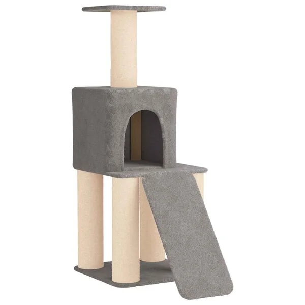 vidaXL Katzennbaum mit Sisal-Kratzsäulen Hellgrau 146 cm