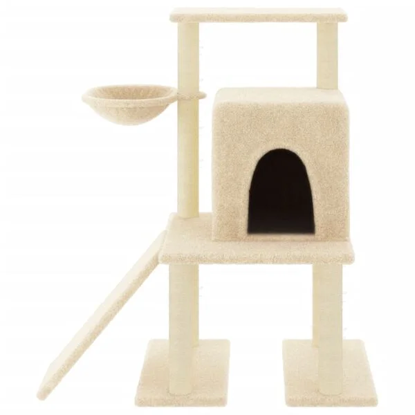 vidaXL Kratzbaum mit Sisal-Kratzsäulen Creme 96, 5 cm